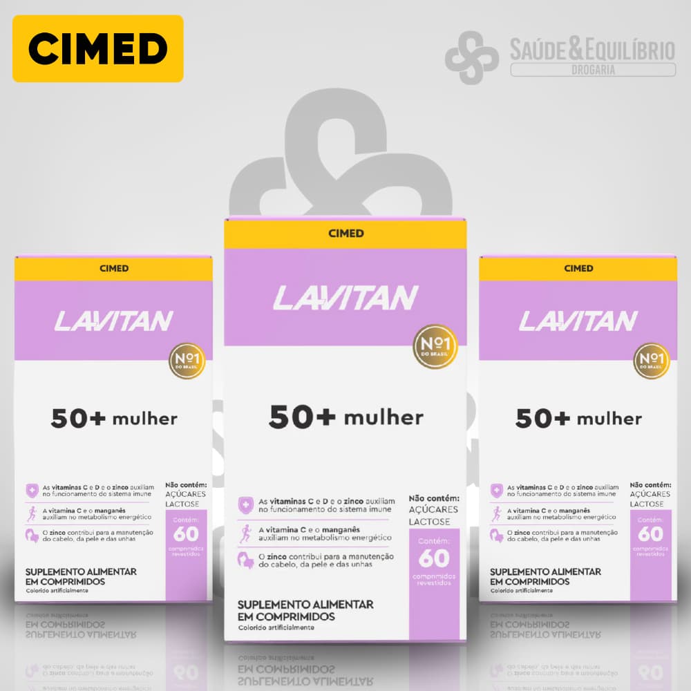Lavitan 50+ Mulher  Vitaminas C D Zinco Energia Imunidade Pele Cabelo Unhas Cimed