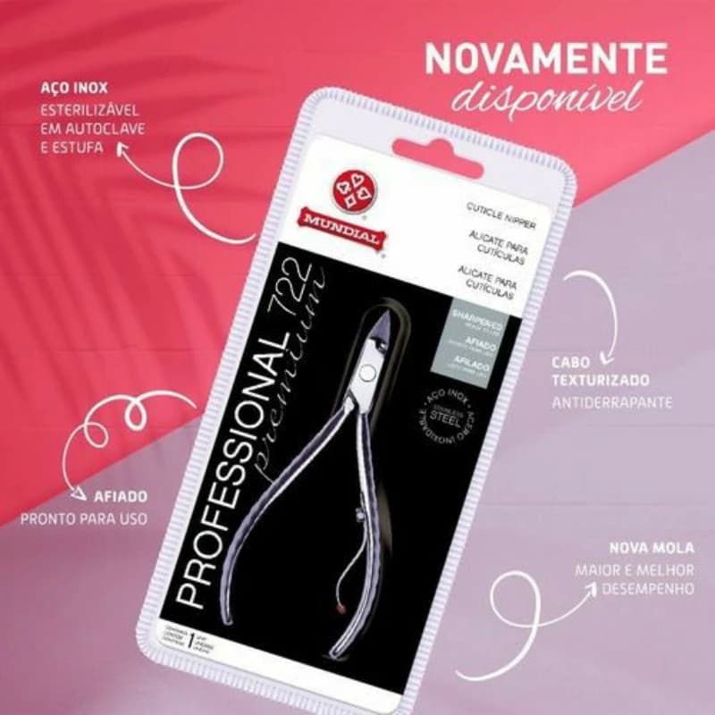 Alicate de Cutícula Professional 722 Mundial Personal Care Inox