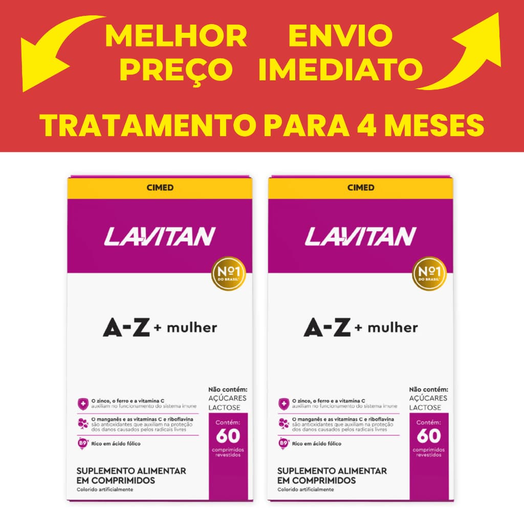 Kit 2 Lavitan Az Mulher 60 Cpr Cada Caixa Total (120 Comprimidos) Cimed Original