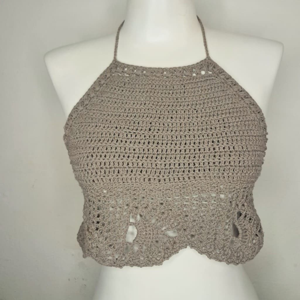 Top Cropped Crochê Feminino Moda Praia Verão Primavera Biquíni Blusinha Crochet Boho Handmade Casual