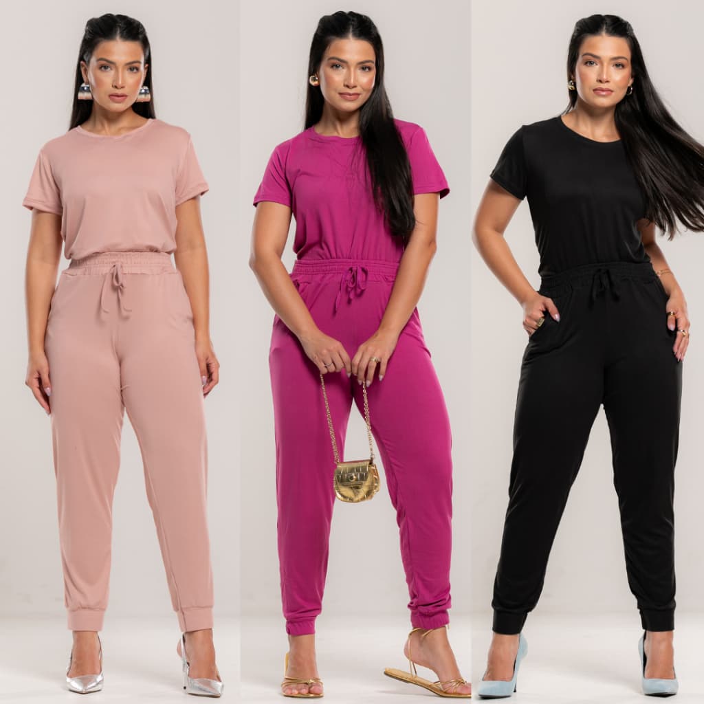 KIT 2 Conjuntos Femininos Malha Suede Light Calça Jogguer Blusa Feminina Confortável Fardamento