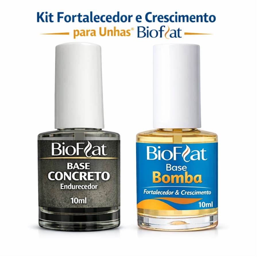 Kit com Base Bomba e Base concreto Fortalecedora de Unha - Crescimento rápido e Unhas Fortes