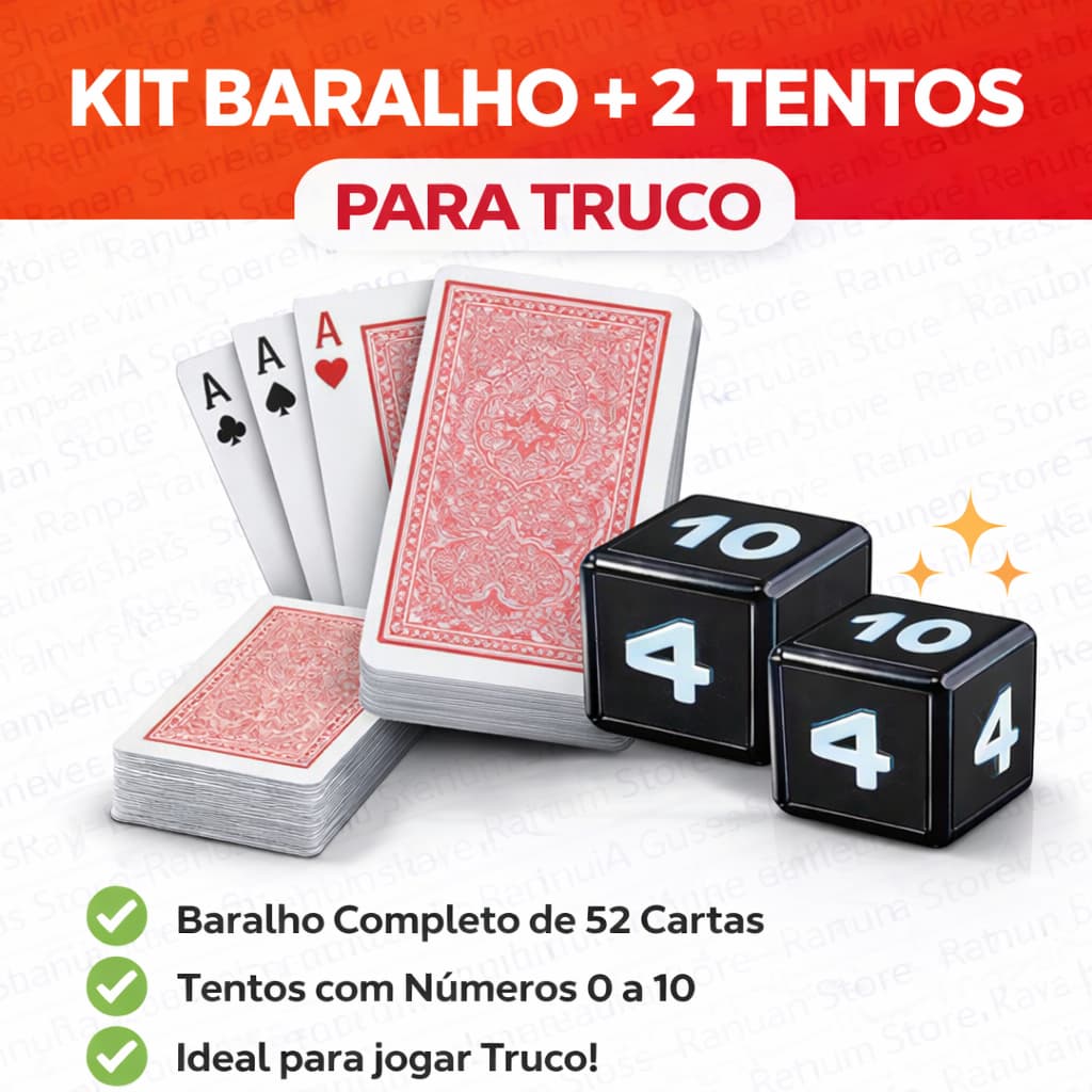 Kit Truco com Tentos Marcadores + Baralho 54 Cartas