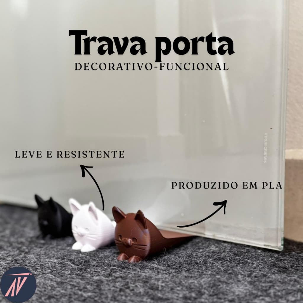 Trava Porta Gatinho Decorativo Evita Batidas- Unidade ou Kit