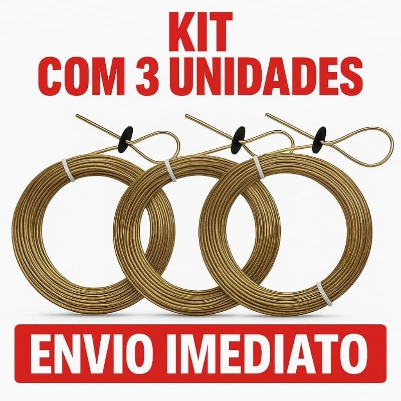 3 Kit Varal Revestido 10M CADA + 24 Prendedores Varal madeira médio