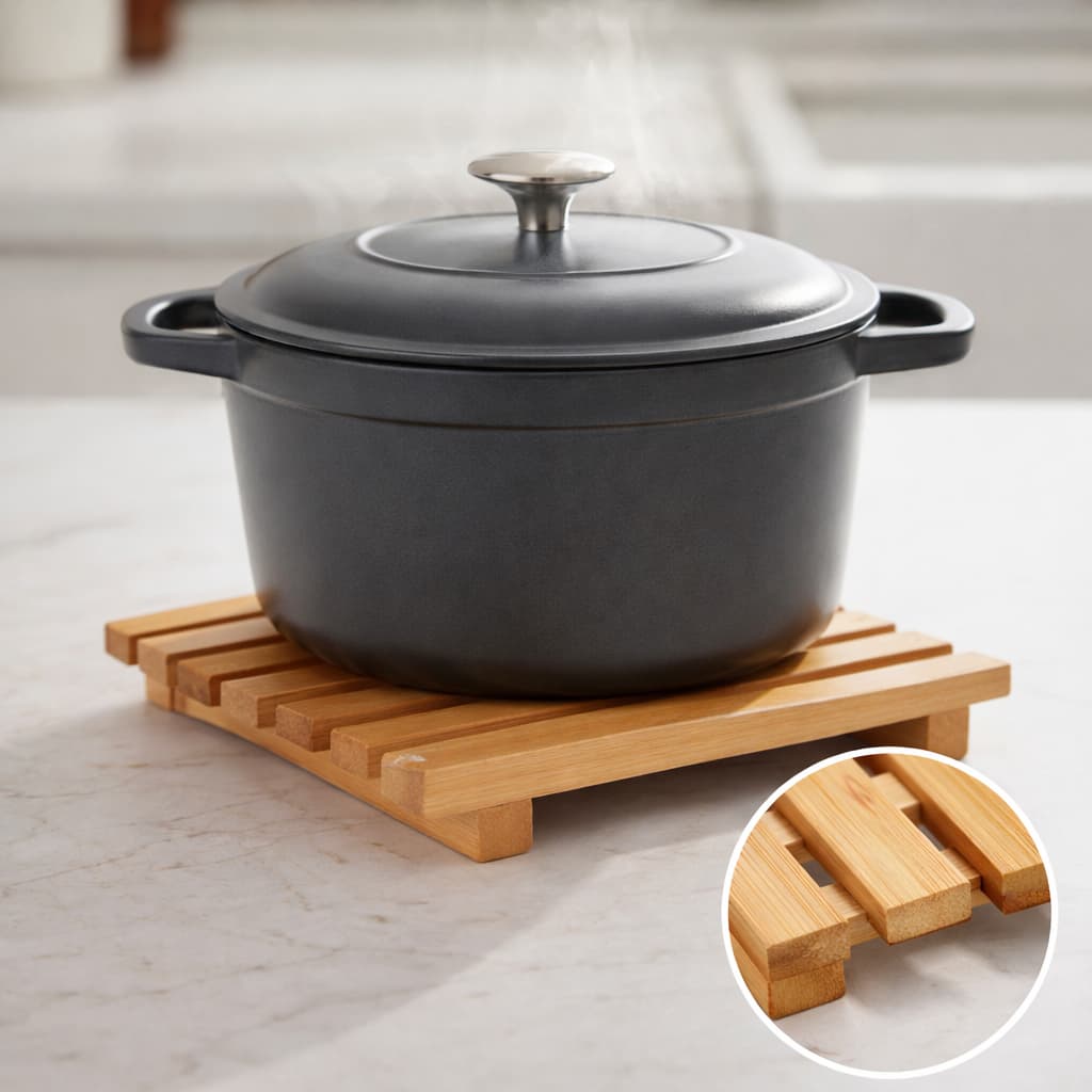 Descanso de Panela e Travessa Quente de Madeira Quadrado 20cm | Ideal para Panela Cozinha