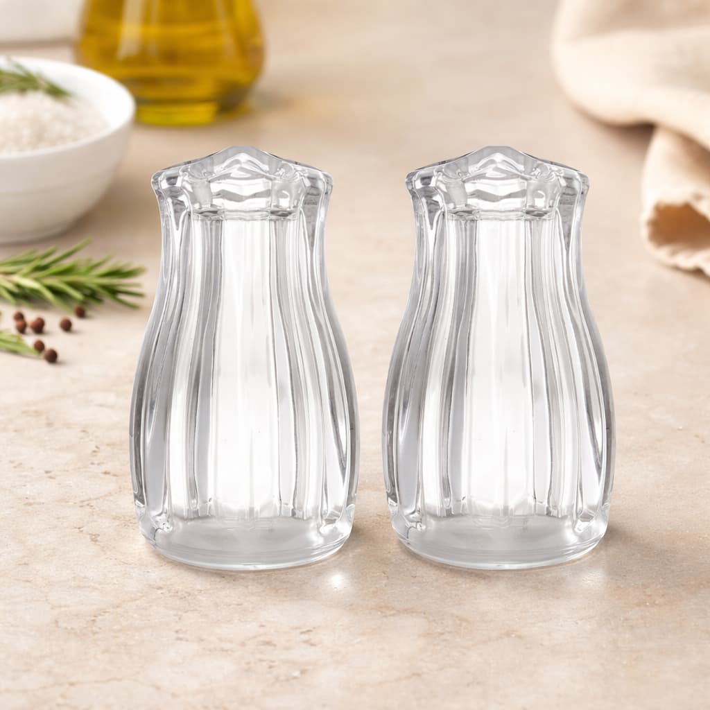 Jogo Saleiro e Pimenteiro Wolff em Vidro 2 Peças – Elegância para Mesa Posta Ref. 20539  Saleiro e Pimenteiro em Vidro
