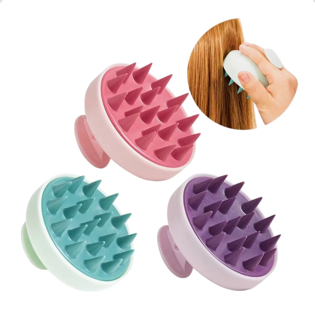 Massageador Couro Cabeludo Shapoo Escova Silicone Macio Lavar Cabelo Liso