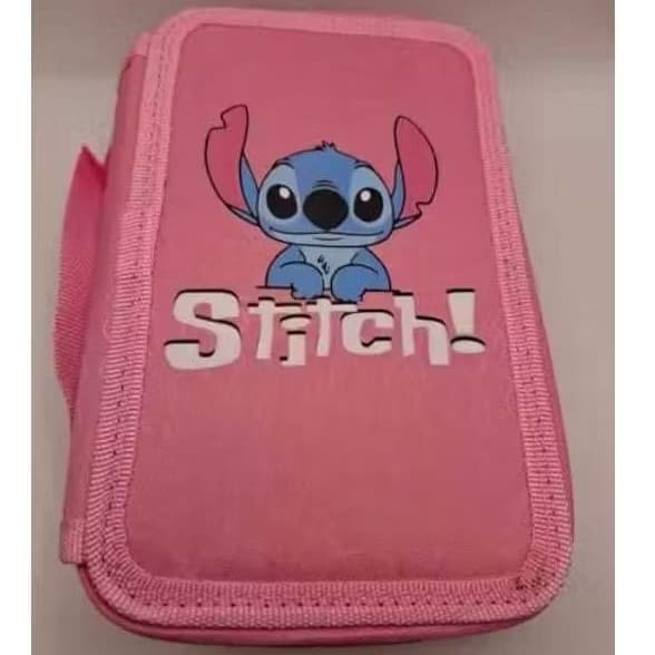 Estojo Escolar 4 Zíper Com Divisórias Box Organizador De Lápis Menina E Menino Stitch Demon Hunters