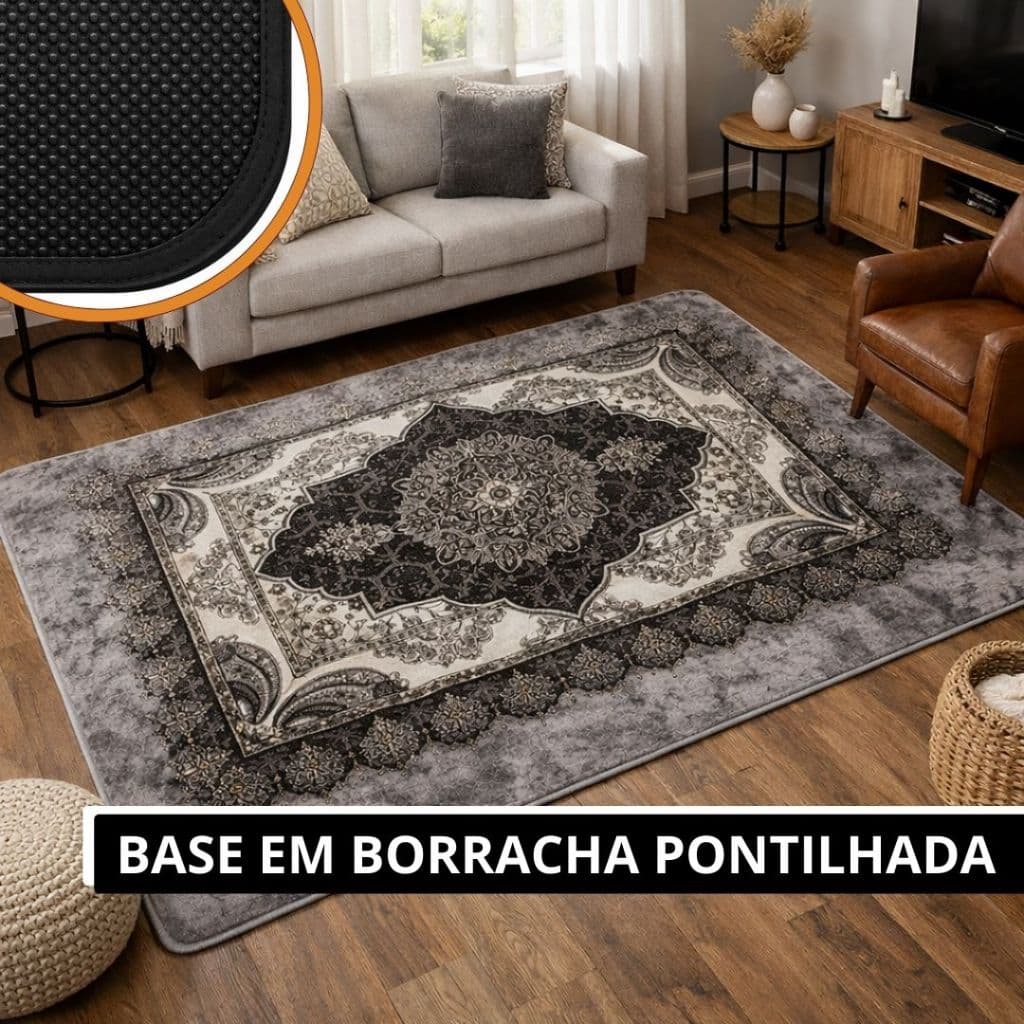 Tapete Persa Decorativo para Sala e Quarto com Design Floral