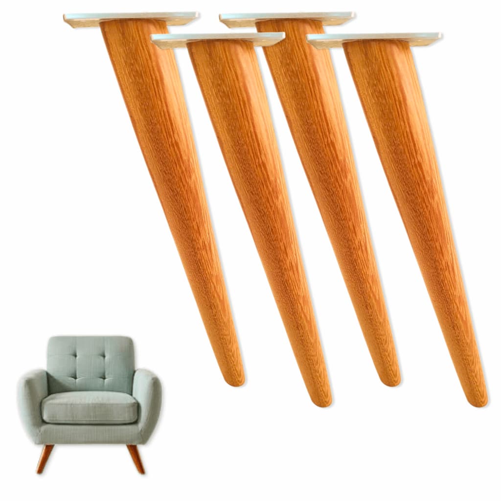Pé Palito Retro Para Móveis 40cm REFORÇADO Madeira Angelim - Kit 4pcs