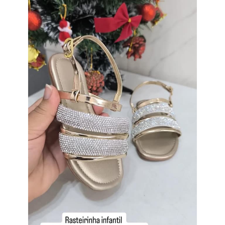 Sandália Feminina Infantil Percata com brilho Rasteiras Menina Flat Rasteirinha kids