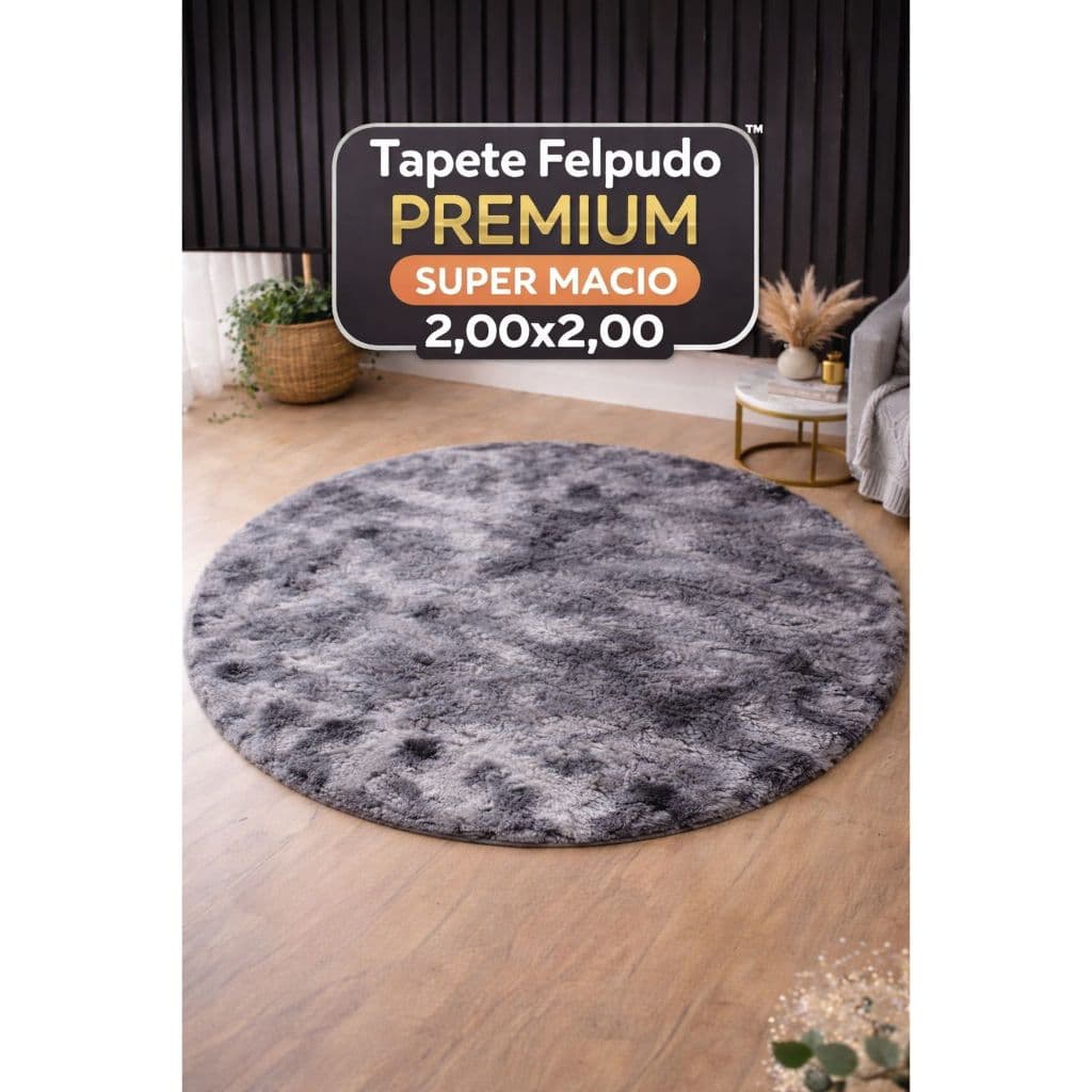 Tapete Felpudo Redondo 2,00x2,00 Super macio Antiderrapante Premium