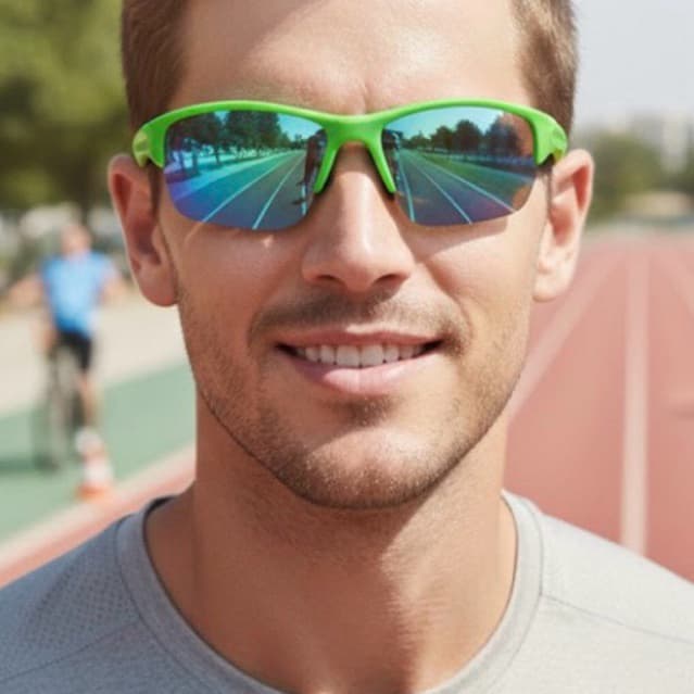 Óculos de Sol Esportivo Verde | Lentes Transparentes Esverdeadas | Envio Imediato