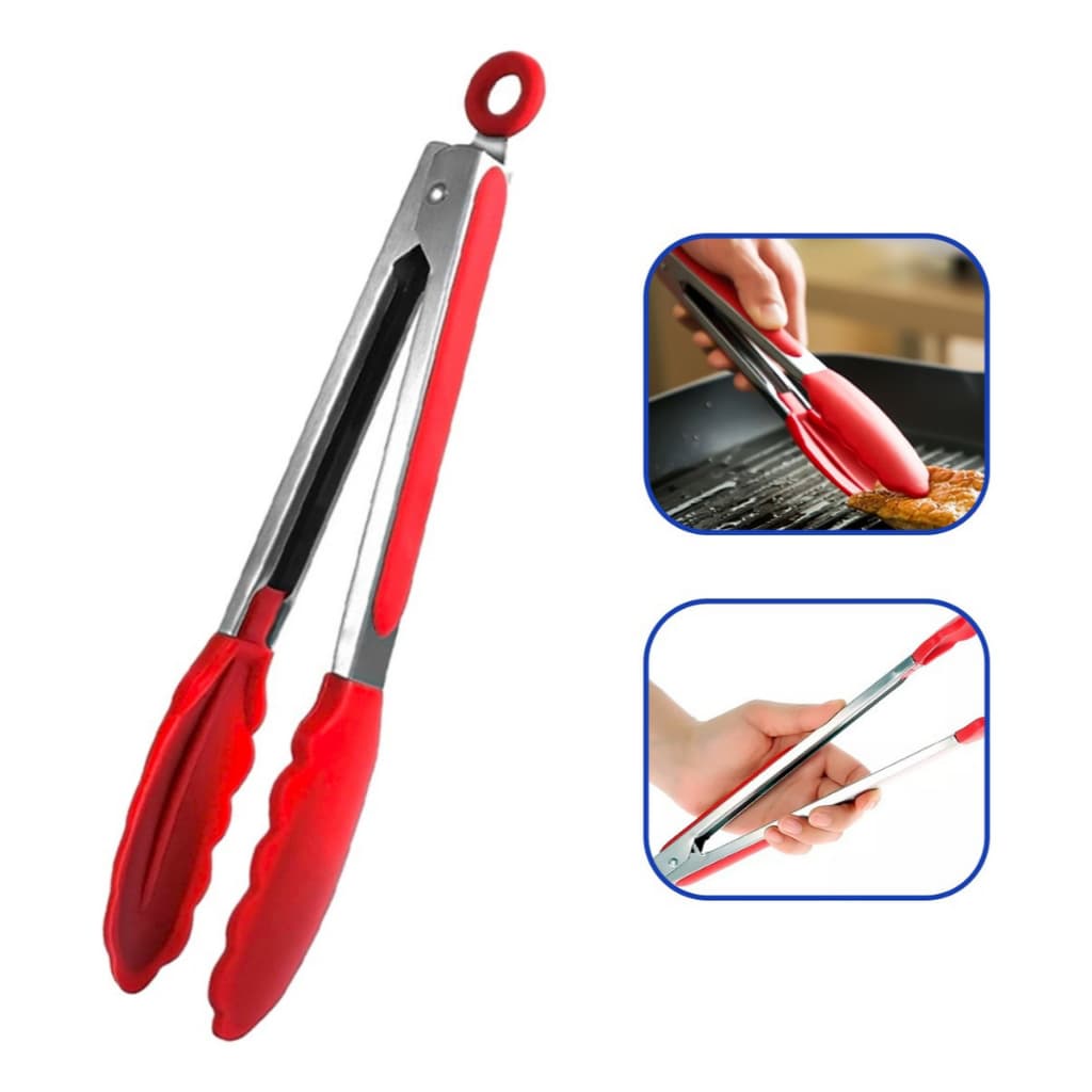 Kit 2 Pinças Pegador de Silicone Cozinha Restaurante Salada Cores