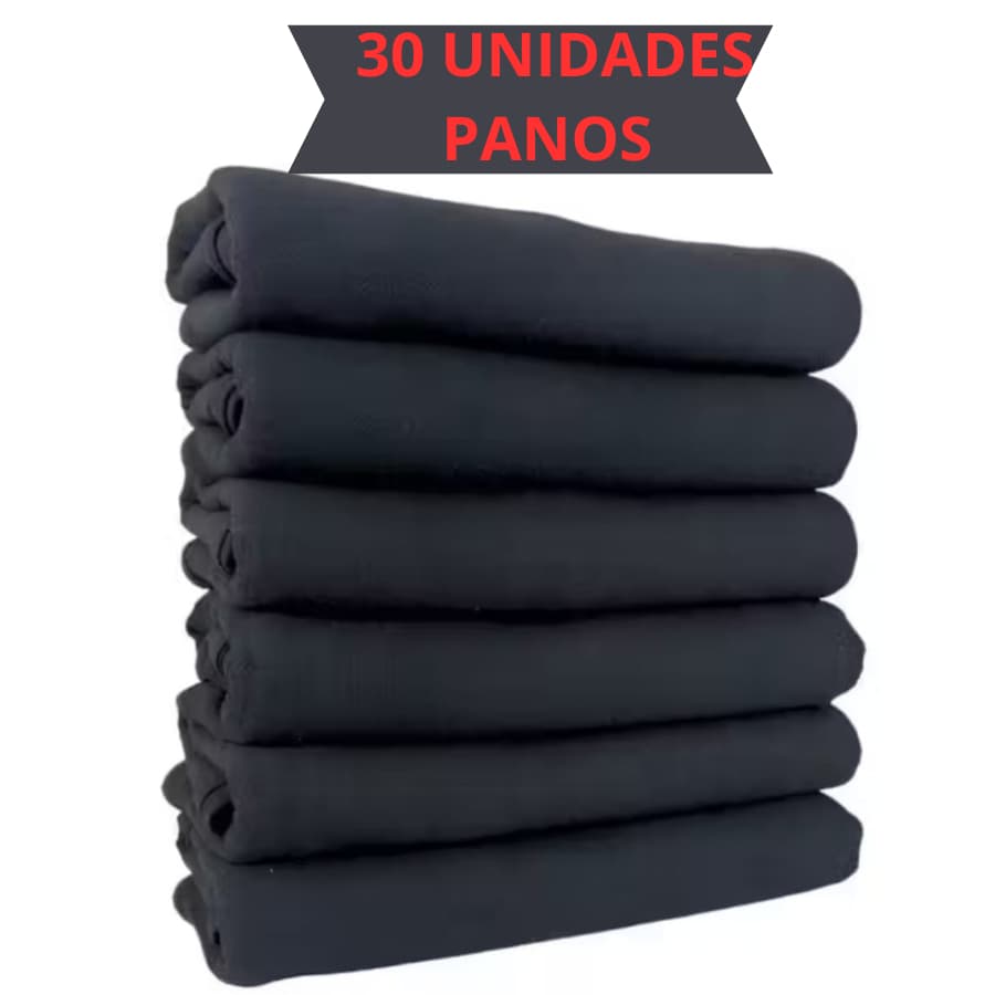 Kit Com 30 Panos Original De Prato Liso  Preto Pia Multiuso Pé de Galinha Pano De Cozinha