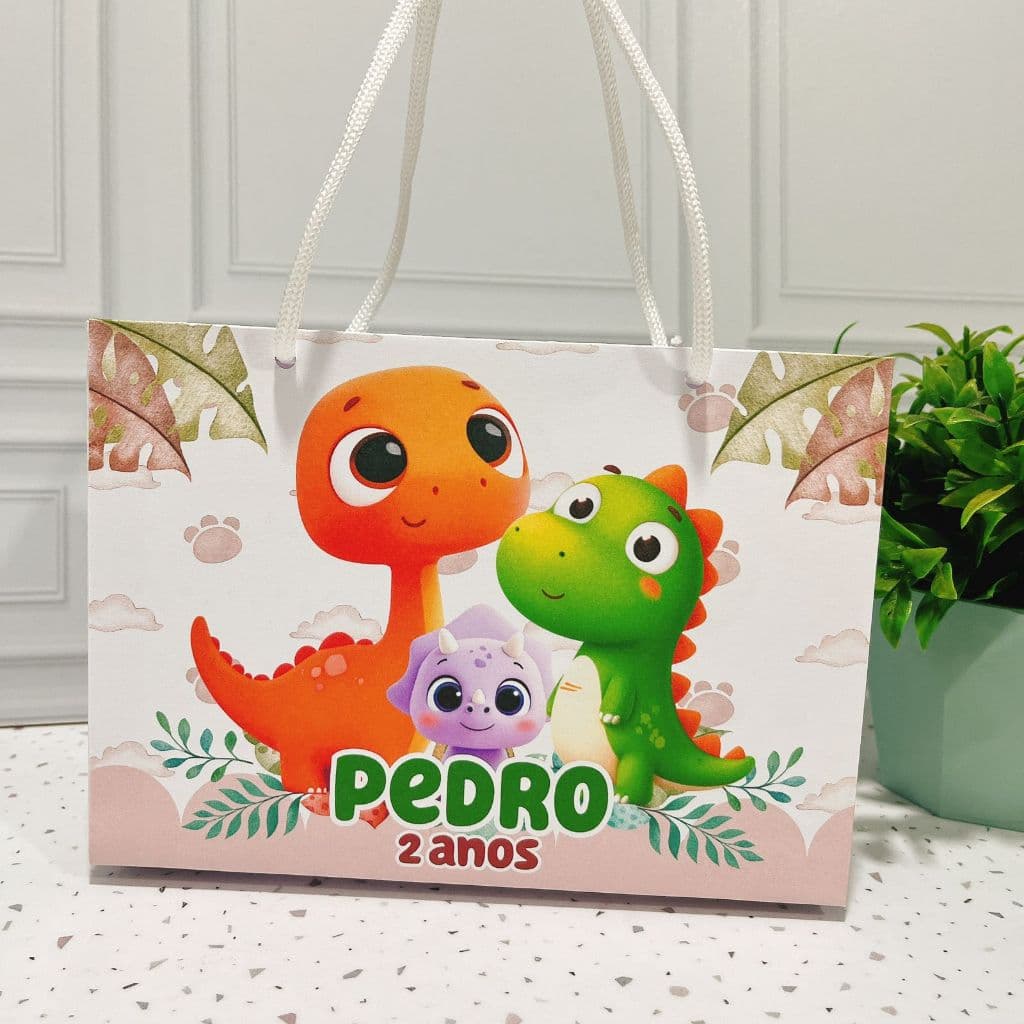 Sacolinha Personalizada  Dino Baby| Sacolinha | Lembrancinha Aniversário PEGUE E MONTE
