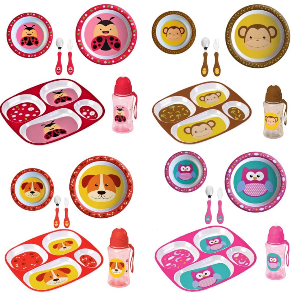 Kit Refeição Infantil Bebê Prato Divisória Prato Raso Talheres Bowl Squeeze 6 Peças