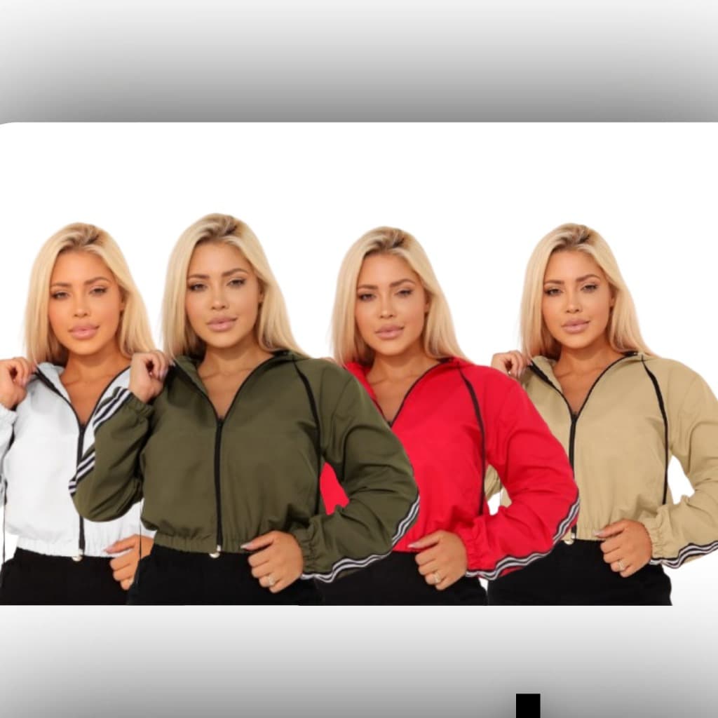 Kit Jaqueta Cropped Feminina Com Zíper Manga Longa Casual Moda Inverno Cores Variadas