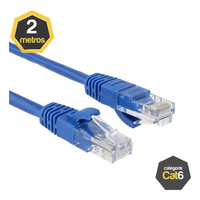 Cabo Ethernet CAT5e RJ45 2 Metros – Ideal para Internet