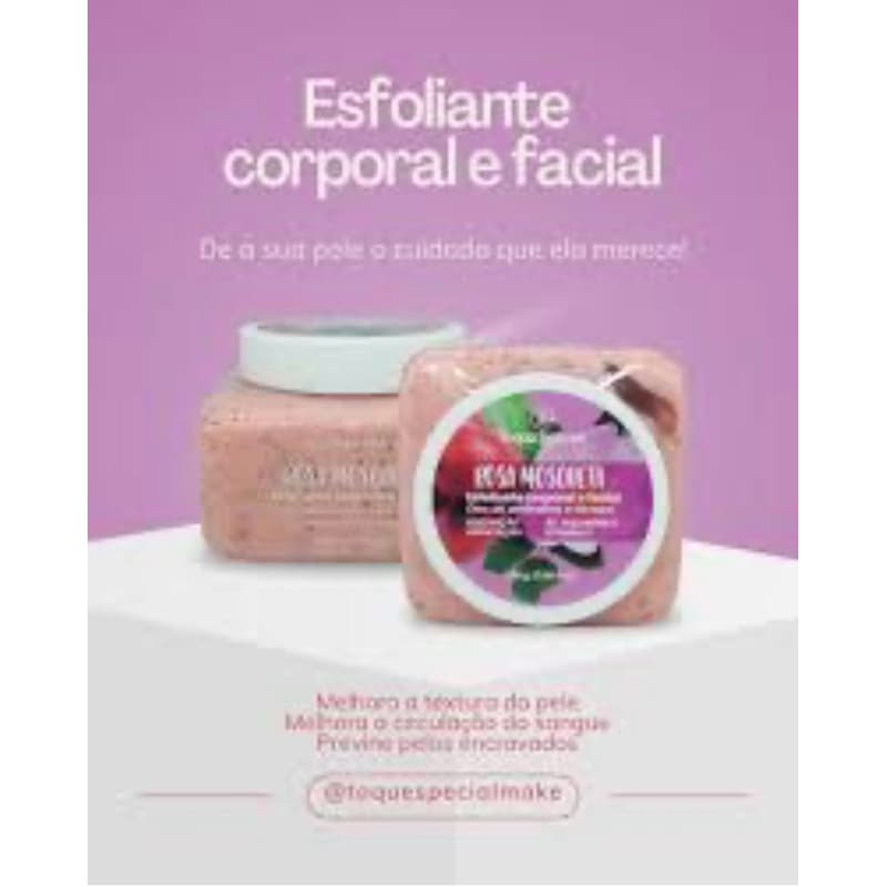 Esfoliante Corporal e Facial Rosa Mosqueta | Cuidados com a Pele | Limpeza e Renovação