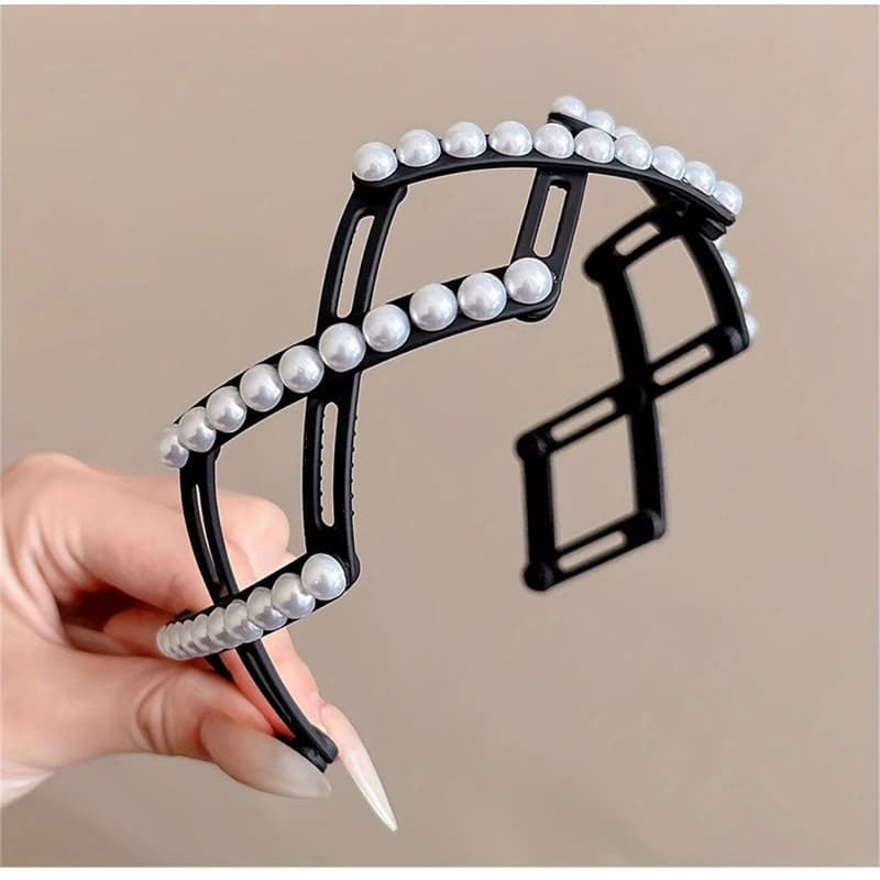 Kit 2 Tiaras Dobráveis com Pérolas Brancas | Acessório de Cabelo | Feminino