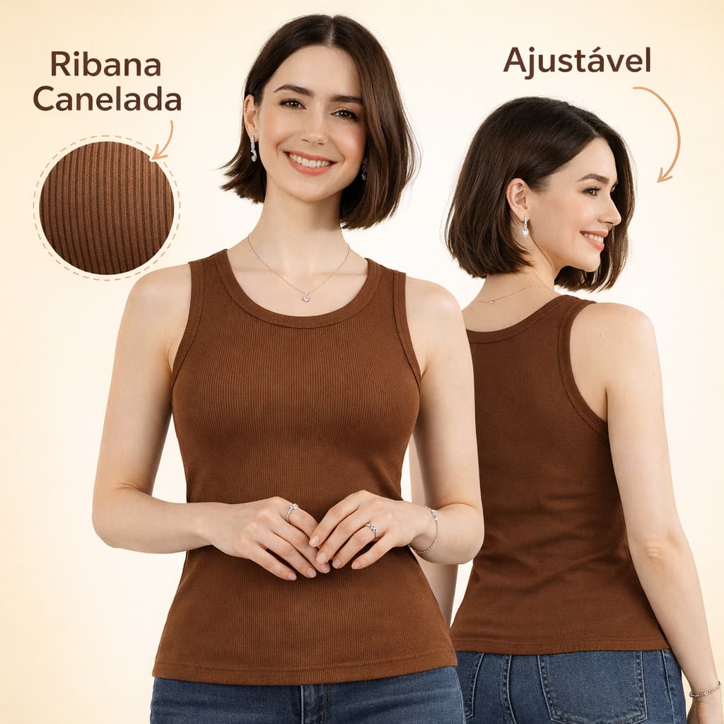 Regata Feminina Básicas Blusa Casual Confortável Look Verão Dia Moderno Barato Promo