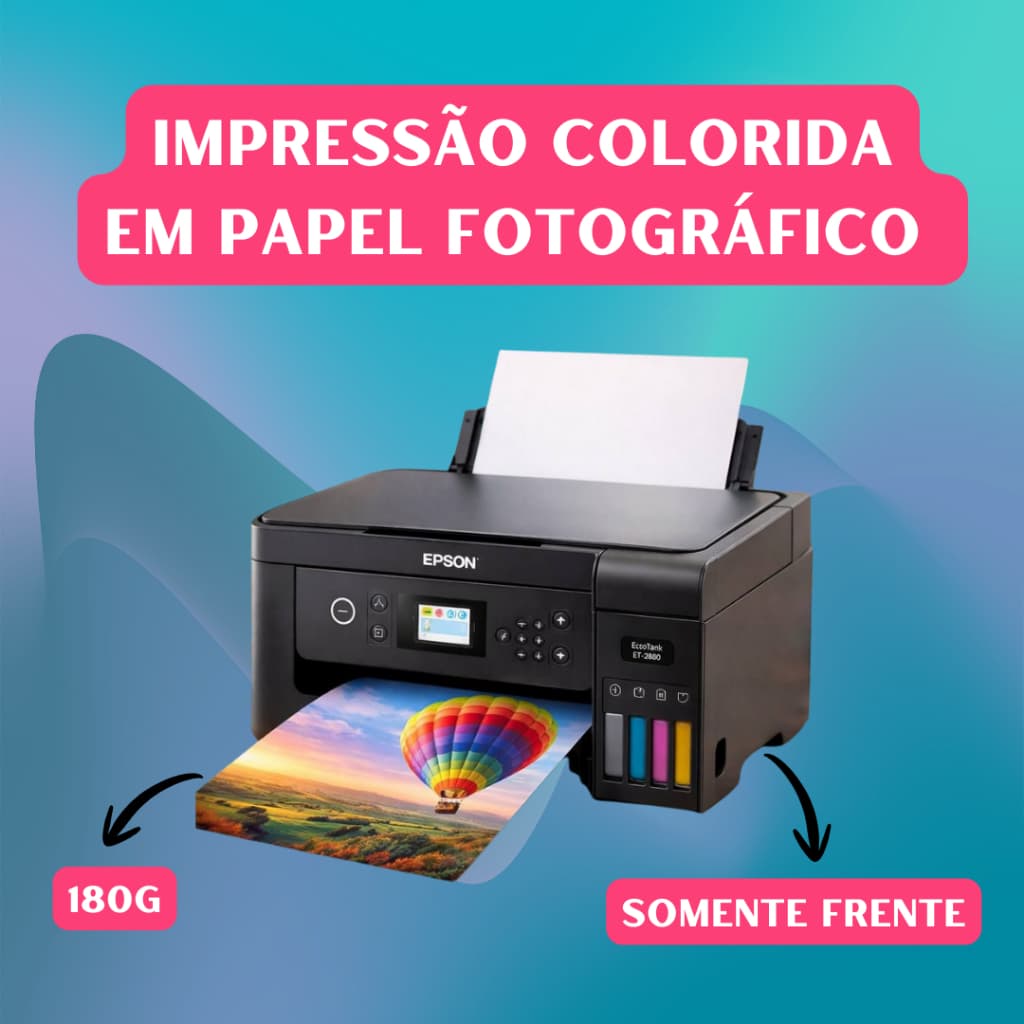 Impressão Colorida Papel Fotográfico Glossy Brilhante A4 180g – Fotos, Convites e Documentos