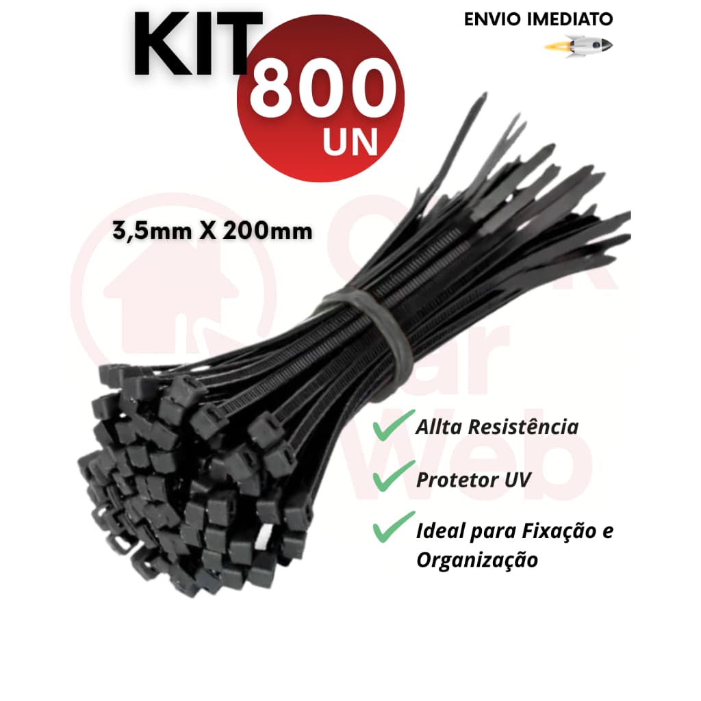 Kit 200/400/800 Abraçadeira de Nylon Enforca Gato 20cm x 3,5mm Cinta Plástica Resistente Utilidades
