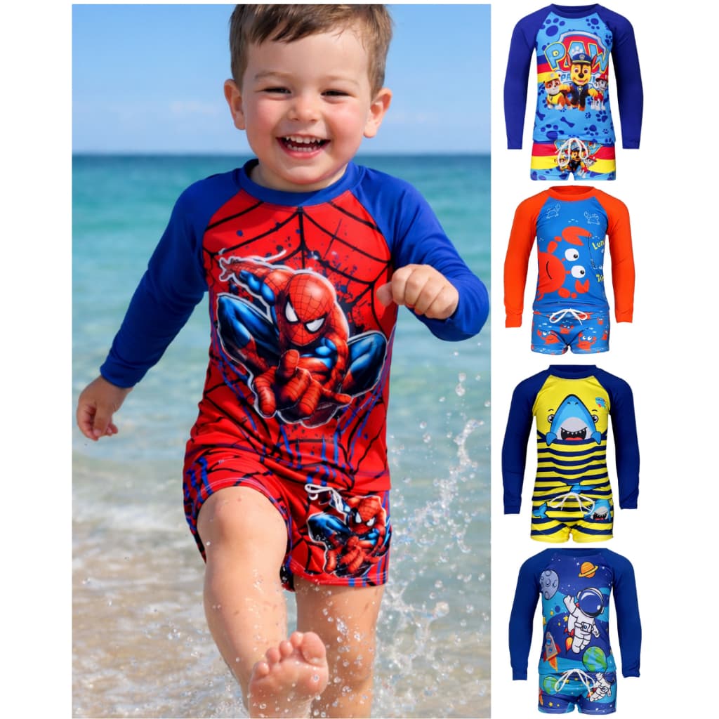 Blusa Térmica Infantil + Sunga Kit Praia Criança Com Proteção Uv50+