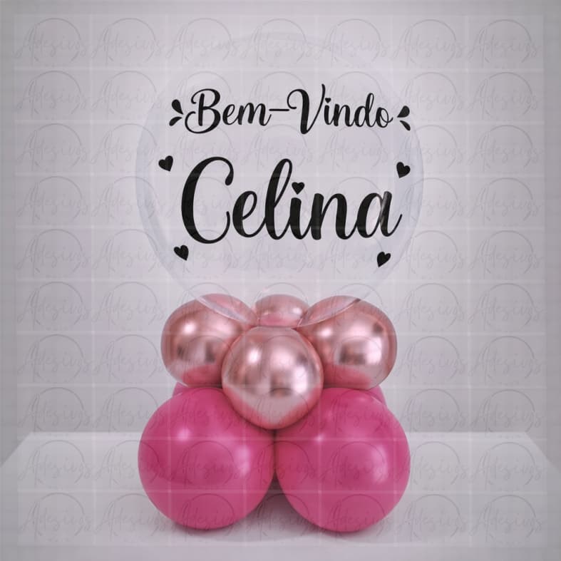 Kit Arranjo de Balão Personalizado Completo com Vinil Adesivo - Nome e Idade ou Frase que Preferir