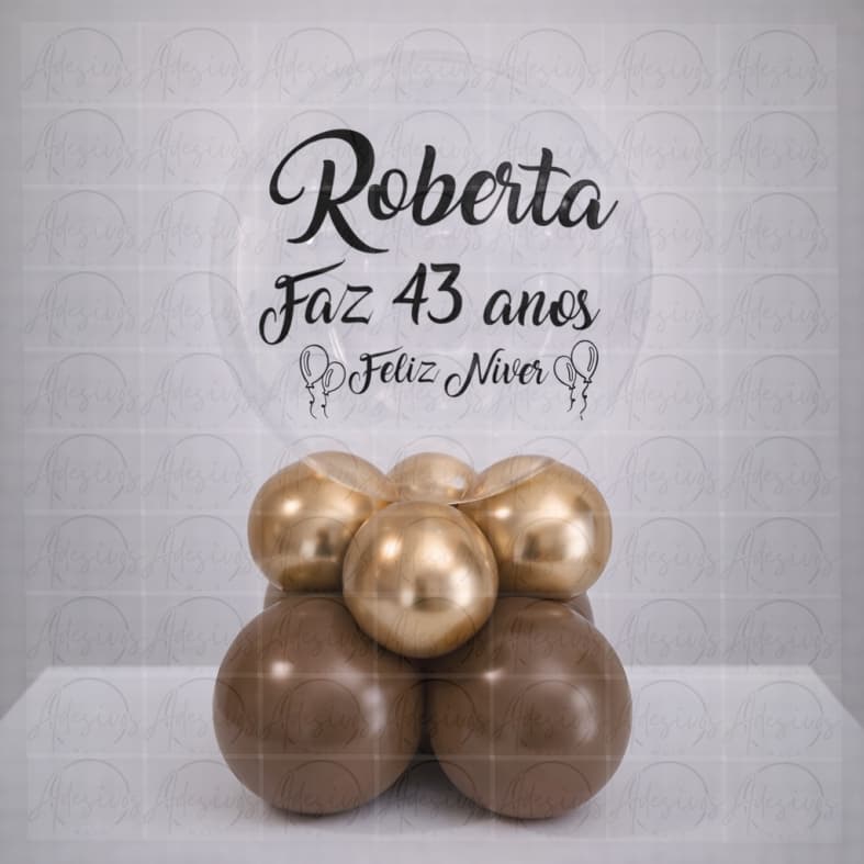 Kit Balão Bubble Cristal 24 Polegadas – Personalize com Nome/Idade – Adesivo Vinil Premium