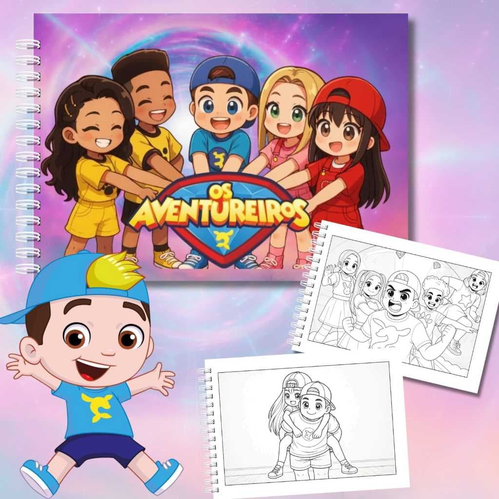 Livro de Colorir Os Aventureiros | Capa Dura + Acetato | Papel 180g | Diversão em Aventuras