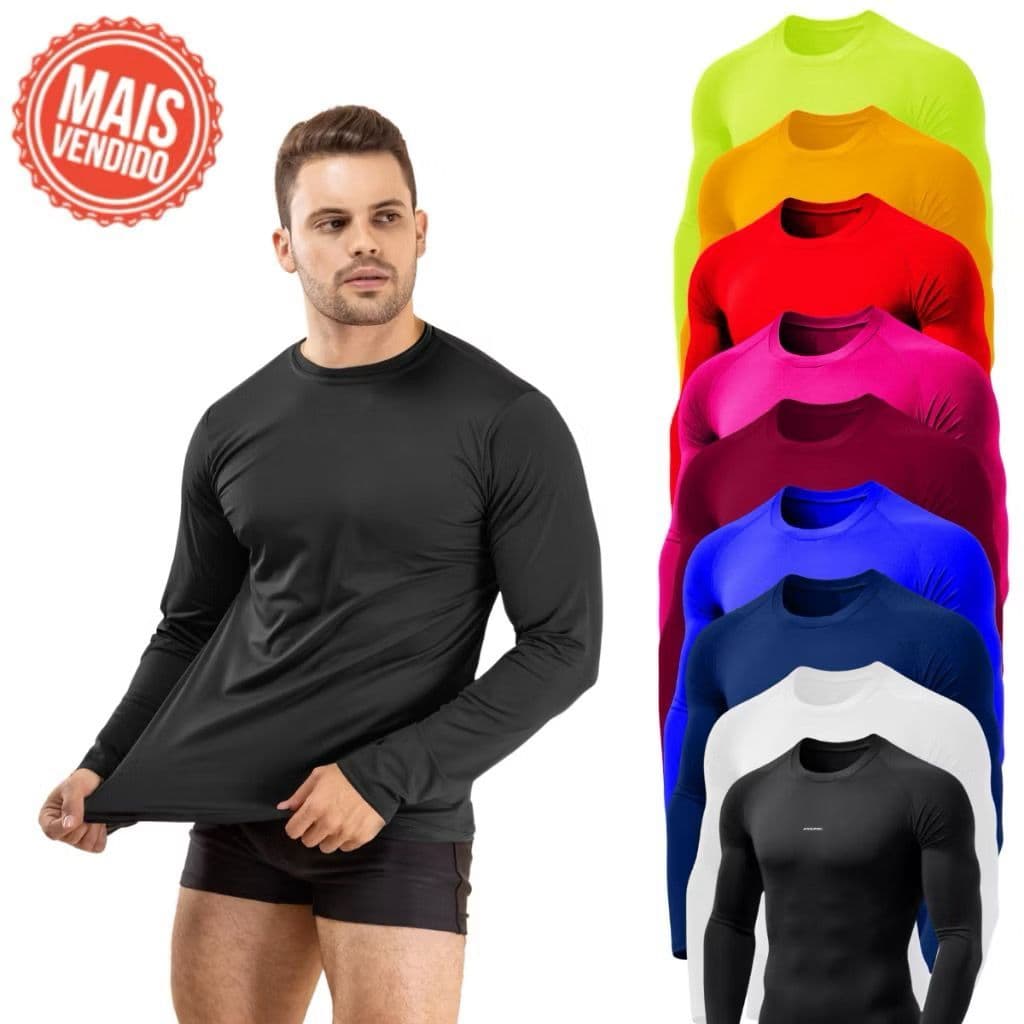 LINHA PREMIUM Kit 2 camisas Termicas Proteção Uv 50+ Camisa Fitness para academia Camisa Motoboy
