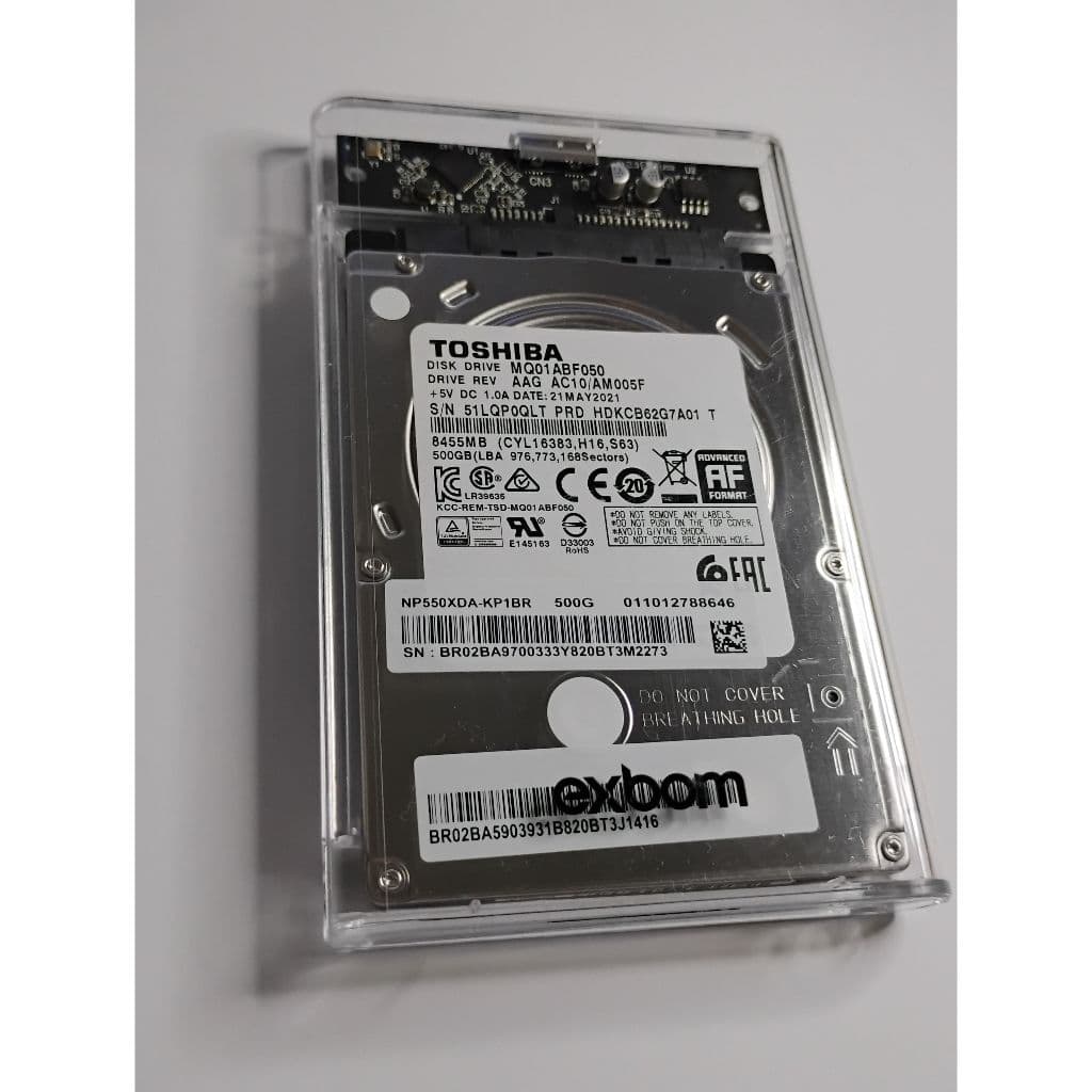 HD Externo Toshiba 2.5 500GB USB 3.0 5400RPM Sata 3 Notebook com Case Transparente Exbom (51LQP0QLT)