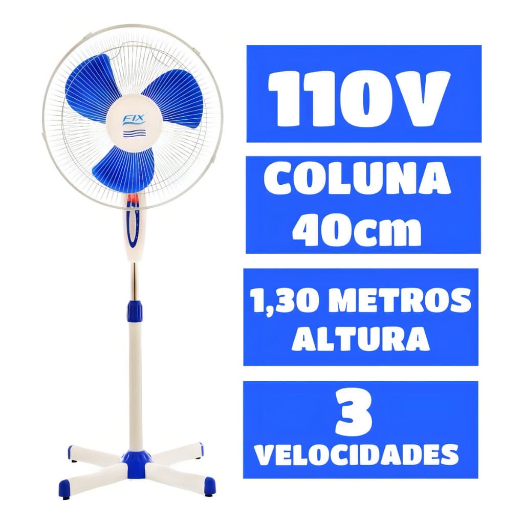 Ventilador De Coluna Pedestal 3 Velocidades Altura Ajustável 127V 45W