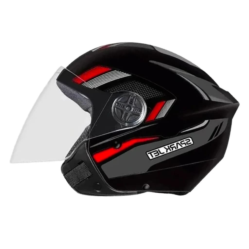 Capacete Aberto Spark Jet Sting Ebf Moto Motoboy Cor Preto, chumbo promoção