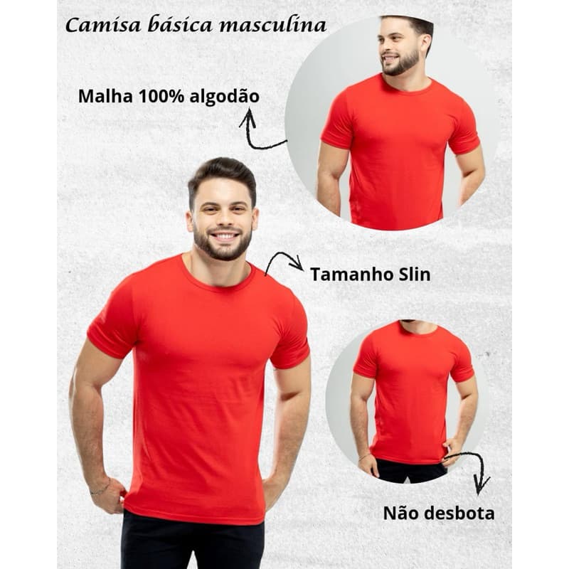 Camisa Camiseta Careca Basica Algodao Premium Dia a Dia Casual