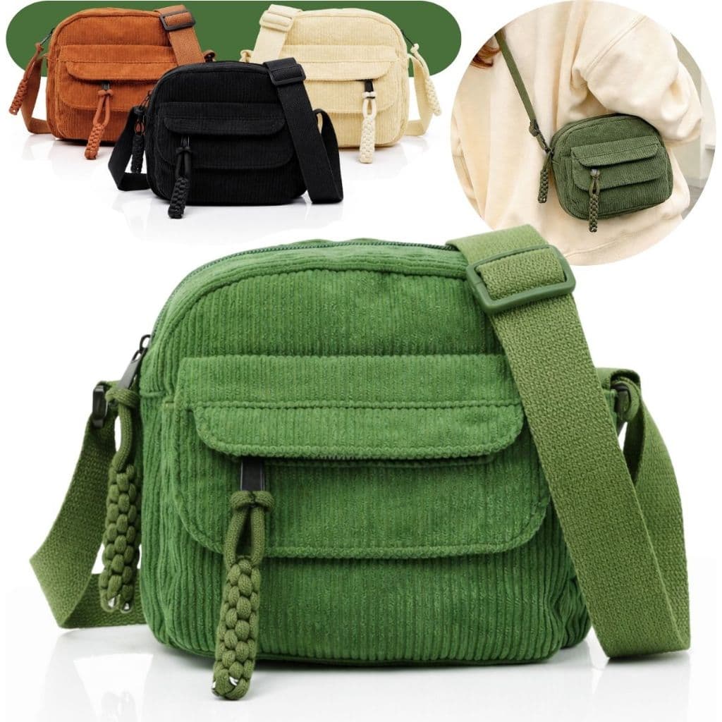 Bolsa Feminina Transversal Tiracolo Veludo Mensageiro Casual Fashion Divisórias - Envio imediato