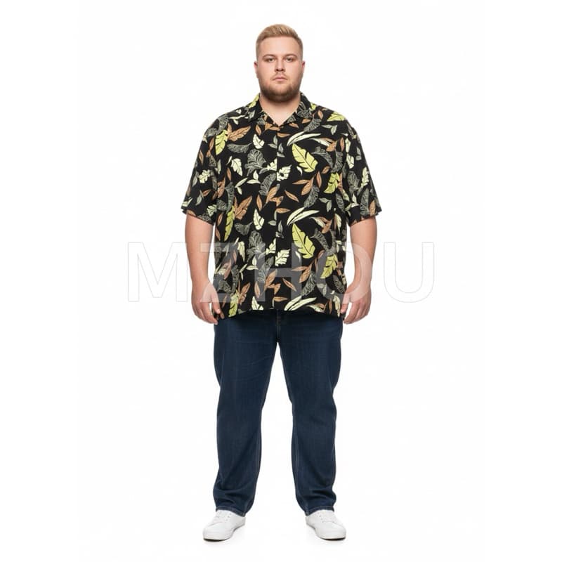 Camisa de botão manga curta plus size floral extra grande viscose confortável alto qualidade VERAO