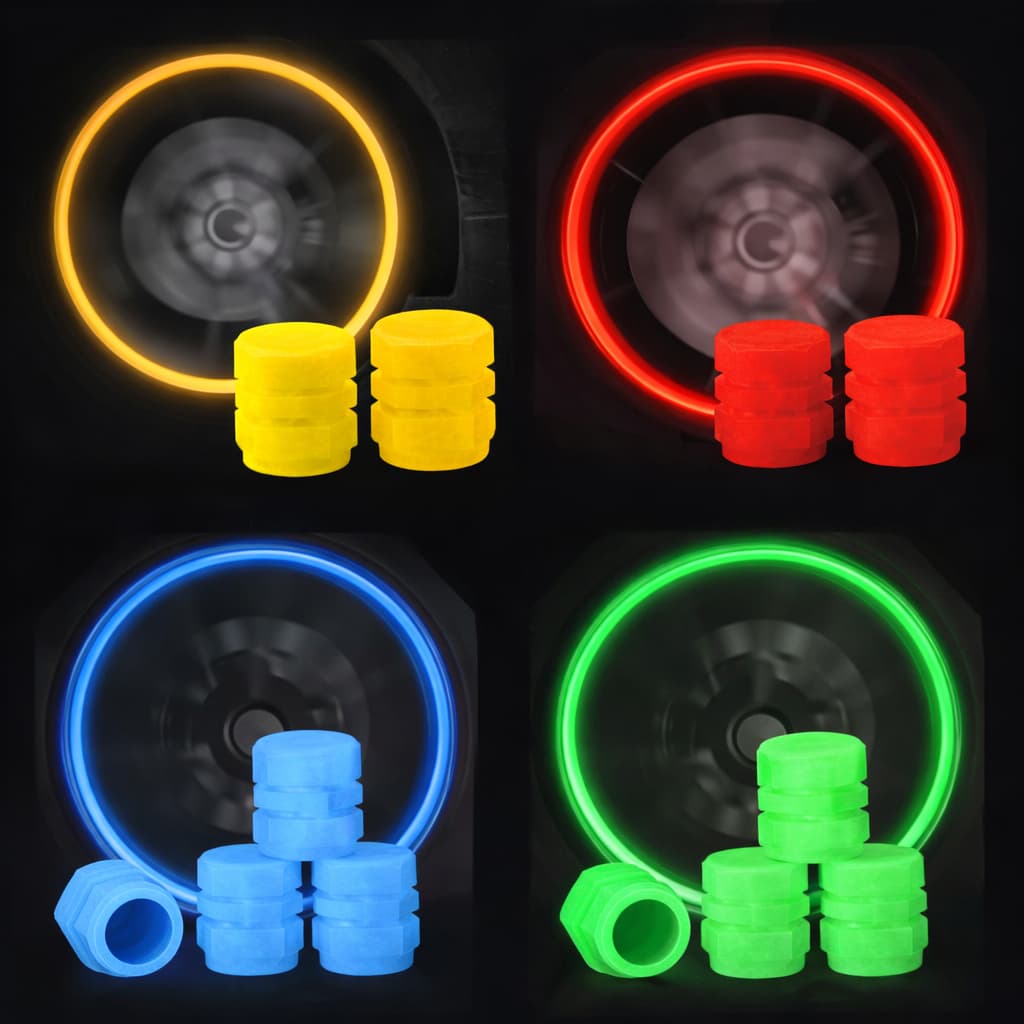 Tampa Bico para Válvula de Pneu fluorescente - kit com 4 peças