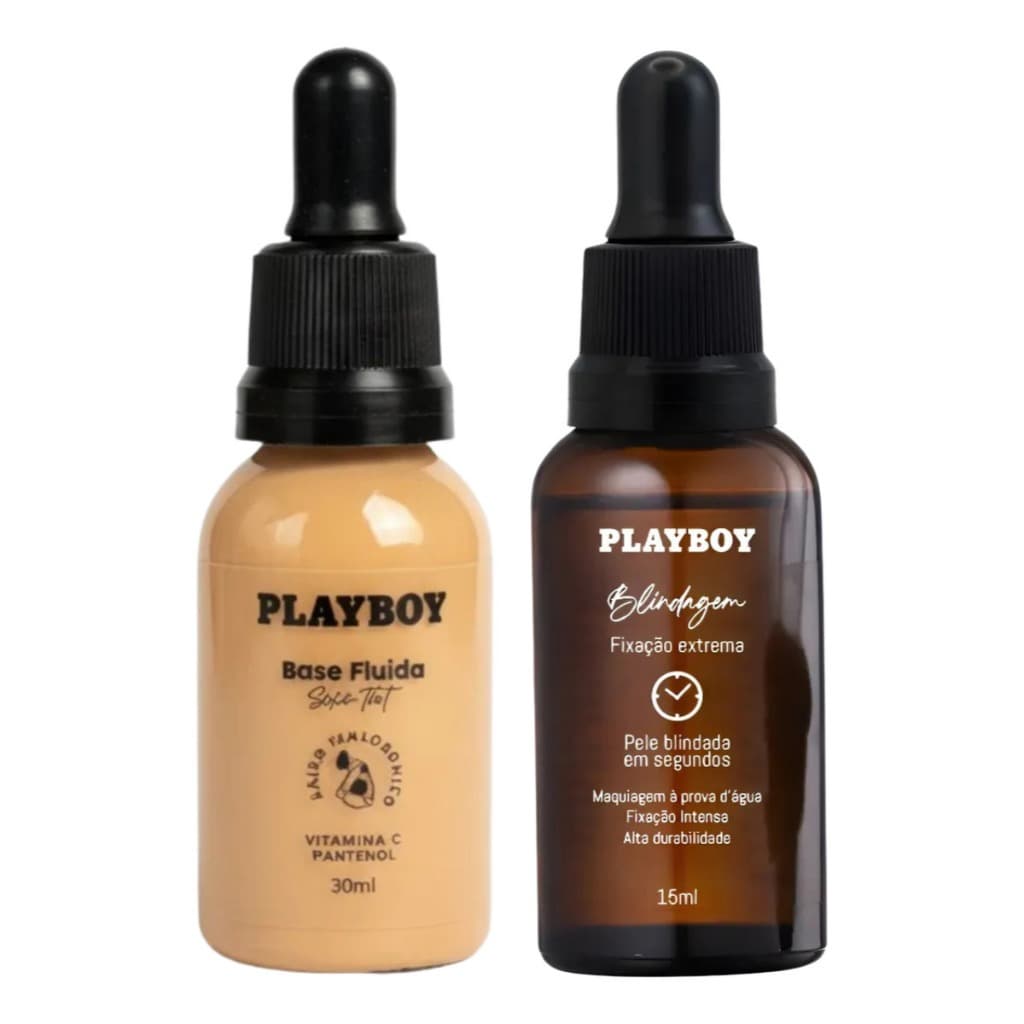 Kit Blindagem Facial de Maquiagem Playboy + Base Fluida Playboy Soft Skin Tint