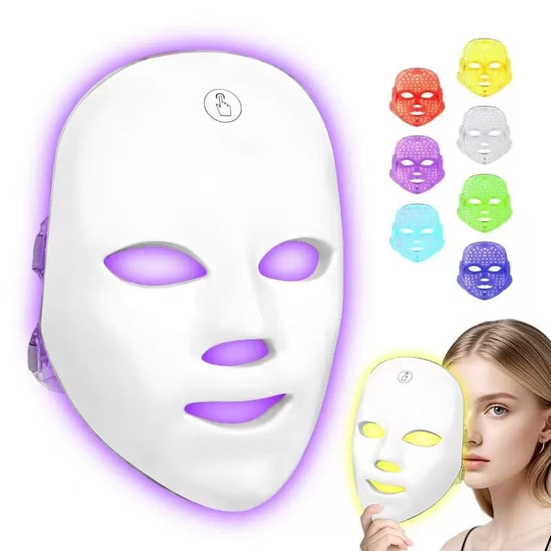 Máscara Facial LED 7 Cores Profissional , Controla Acne e Reduz Poros para Tratamento Facial