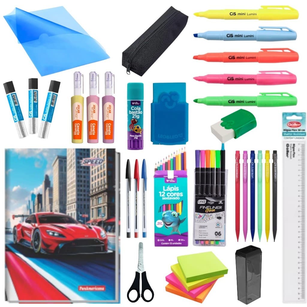 Kit De Material Escolar Completo Ensino Fundamental Ensino Médio Volta as Aulas Todas As Idades 2026