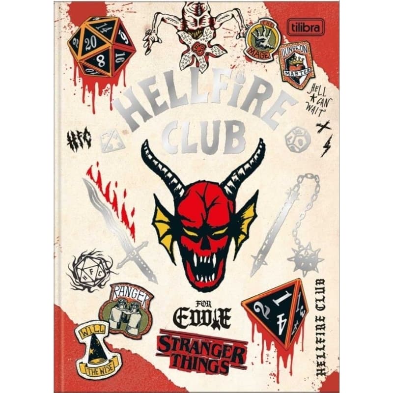 Caderno Stranger Things Brochura Capa Dura Colegial - 80 Folhas - caderno lindo com detalhes metalizados