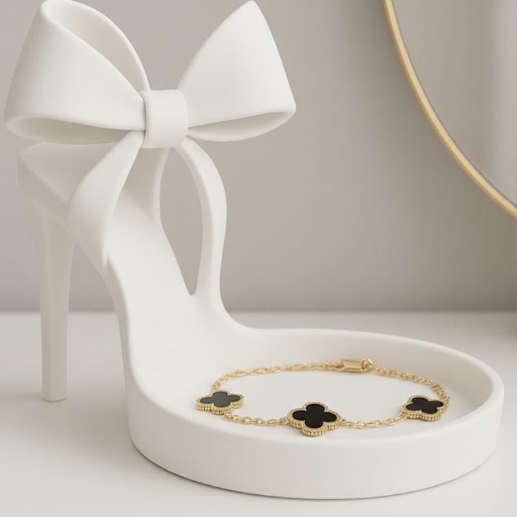 Porta Joias Sapato de Salto Elegante Decorativo Branco
