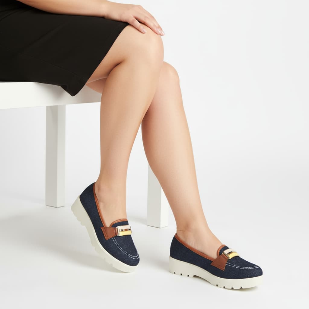 Mocassim Feminino jeans casual macio estiloso JaquescoutoShoes