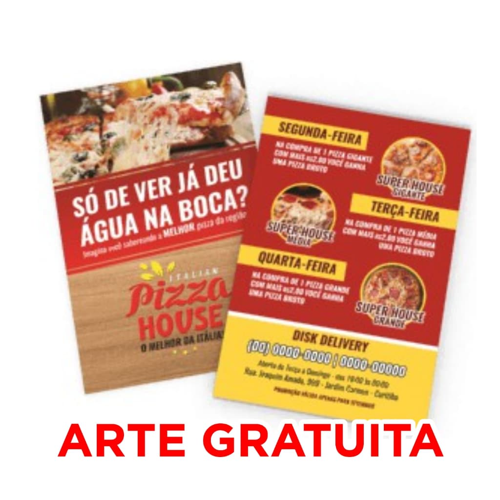 2500 Panfletos personalizados 10x14cm couche 90g / arte gratuita e envio rápido