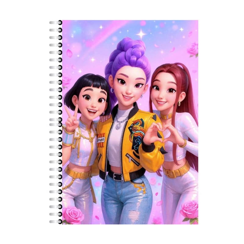 Caderno Guerreiras do Kpop grande 80 folhas