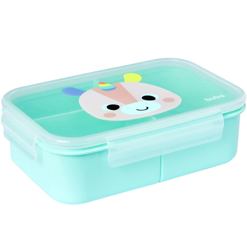 LunchBox Pote Hermético com Divisórias Buba Zoo Unicórnio Lanche Marmita Infantil Lancheira